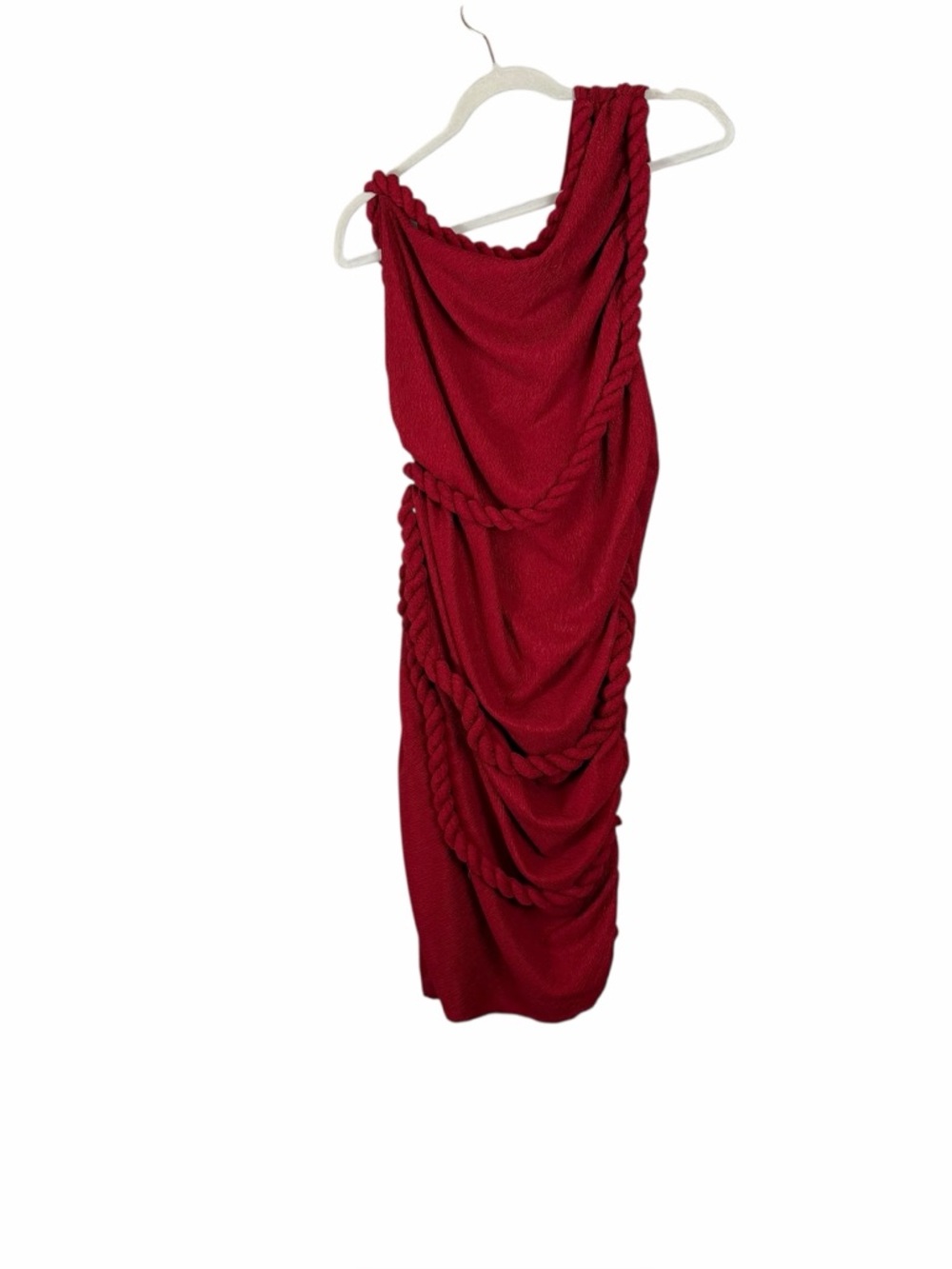 Micas Braided Ruched Bodycon Midi Dress Red Women’s 2XL NWT